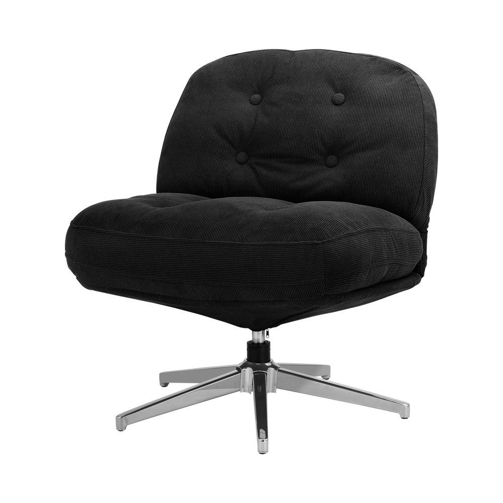 Armchair Swivel Lounge Chair Padded Polyester Black - Image 5