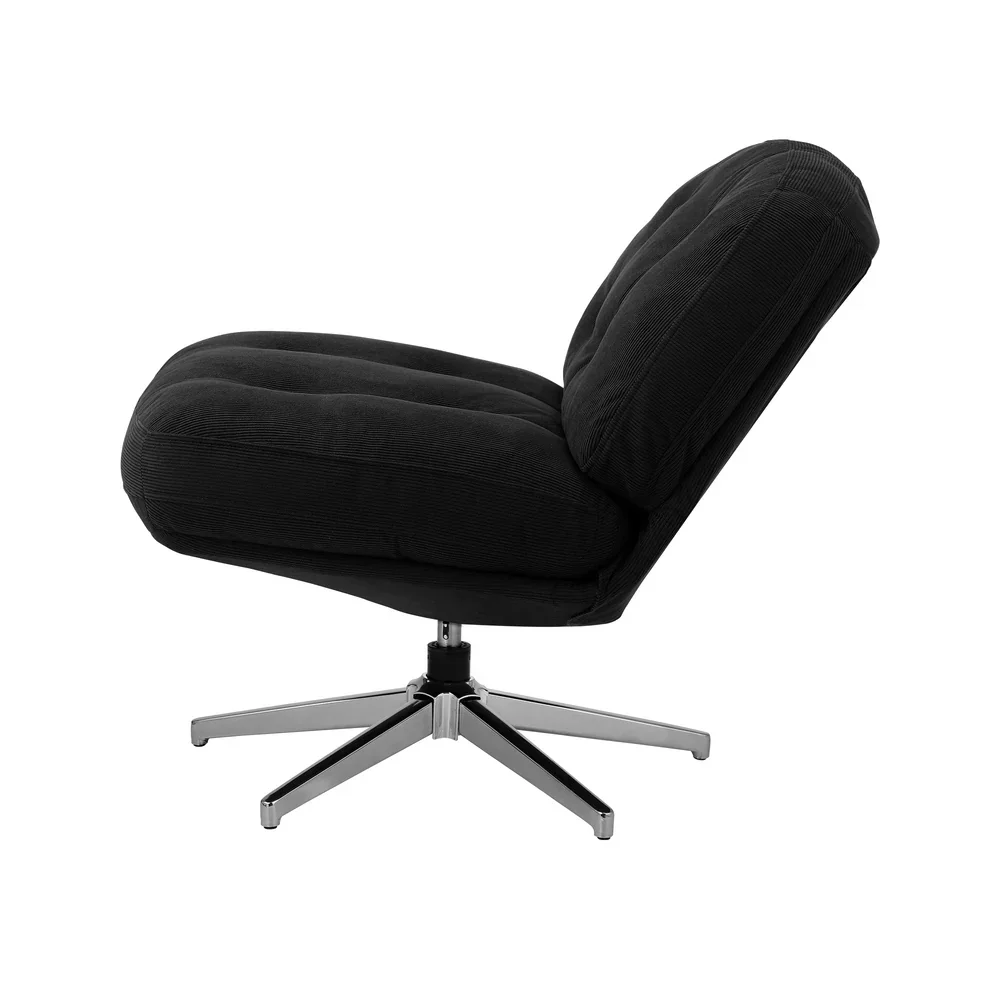 Armchair Swivel Lounge Chair Padded Polyester Black - Image 6