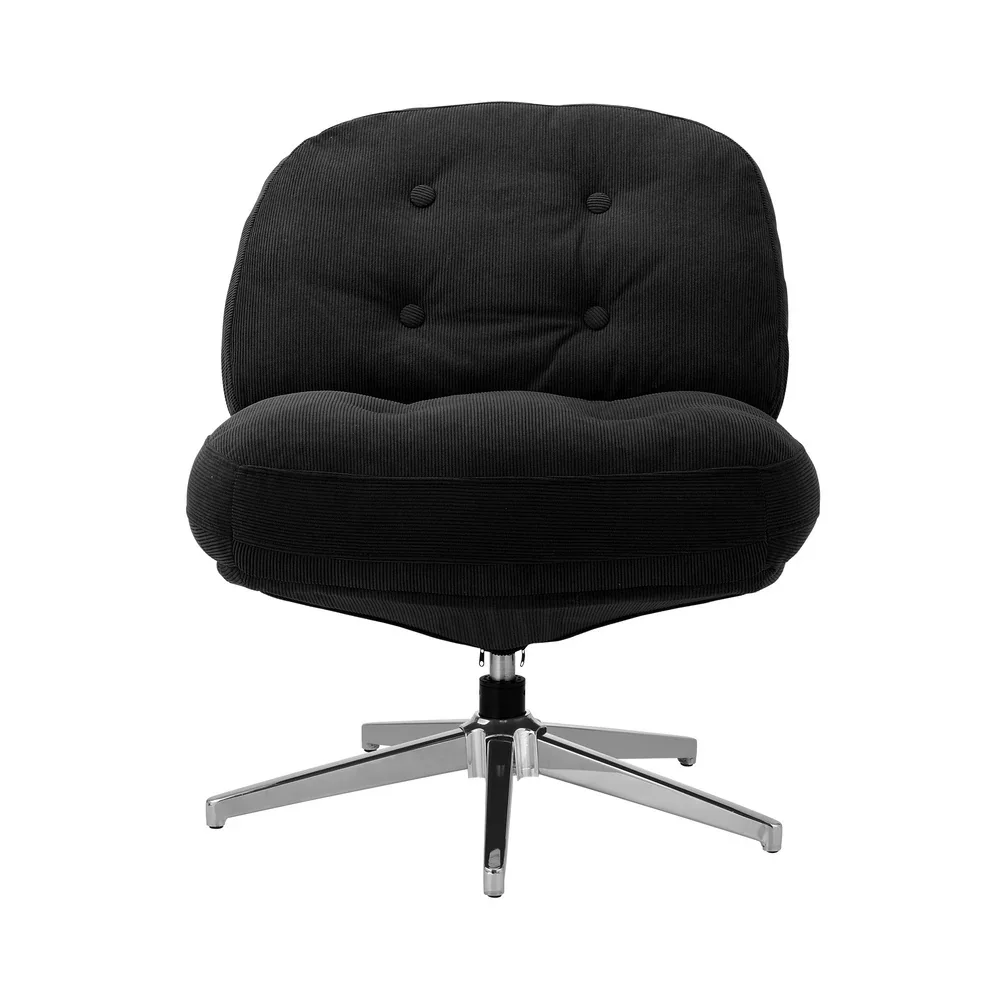 Armchair Swivel Lounge Chair Padded Polyester Black - Image 7