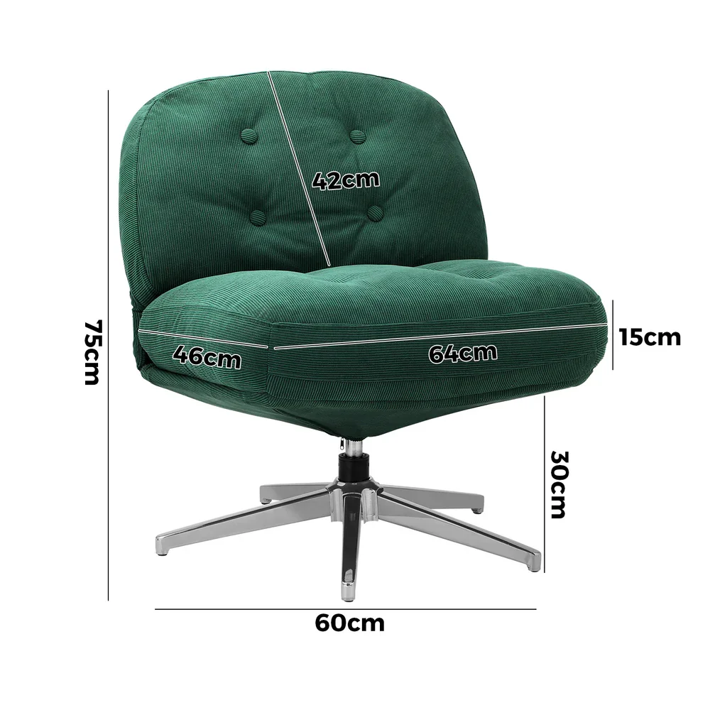 Armchair Swivel Lounge Chair Padded Polyester Green - Image 3