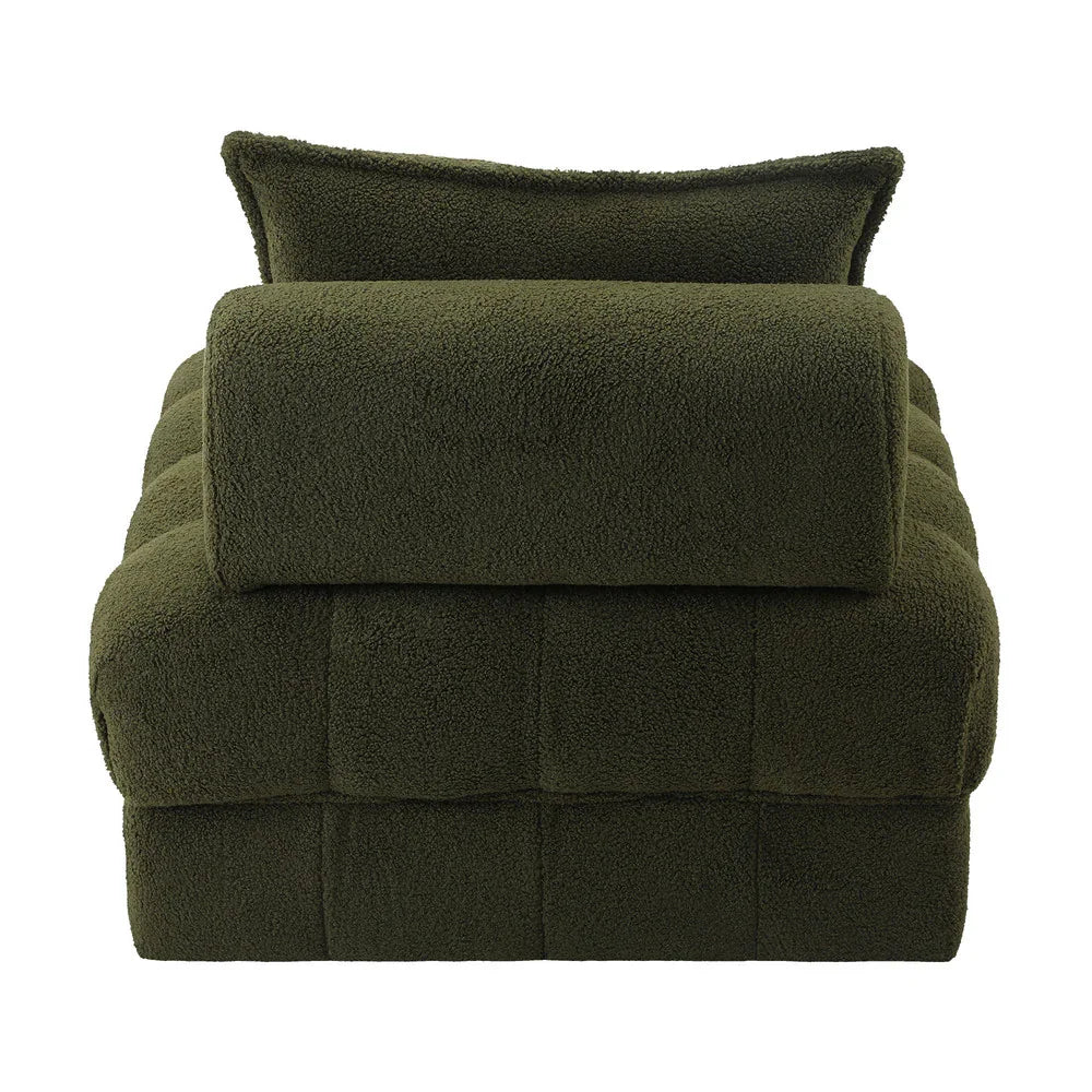 4 Seater Boucle Modular Sofa Armless TOFU Back Green - Image 2