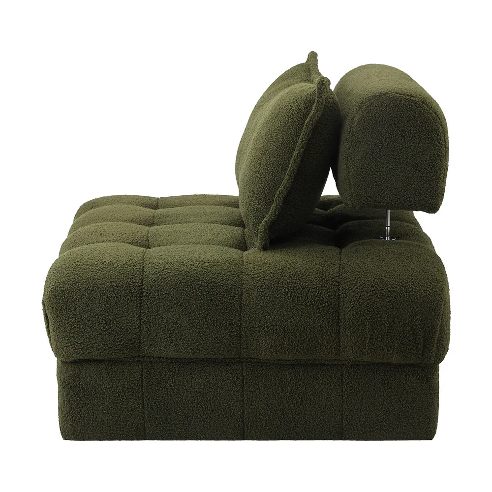 4 Seater Boucle Modular Sofa Armless TOFU Back Green - Image 6
