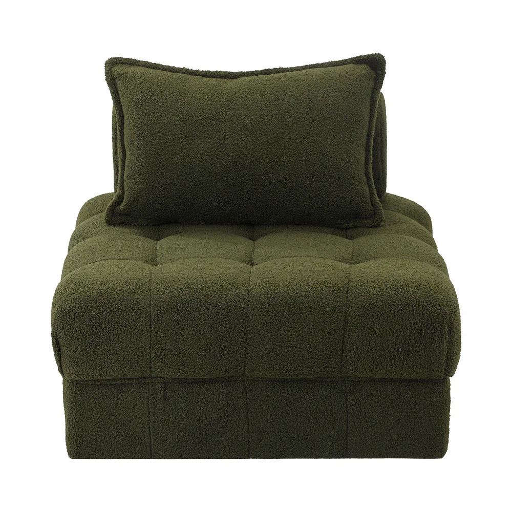 4 Seater Boucle Modular Sofa Armless TOFU Back Green - Image 7