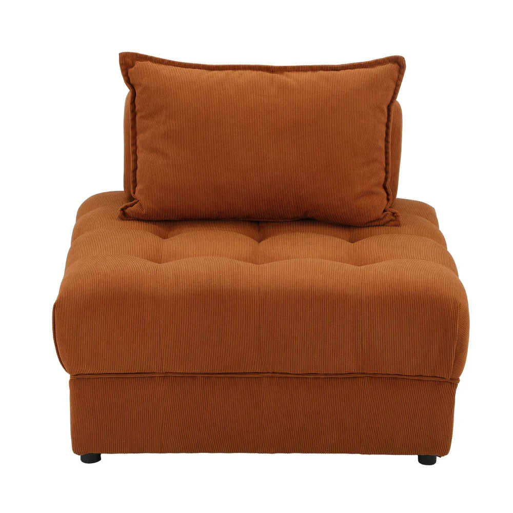 1 Seater Velvet Modular Sofa Lounge Chair with Backrest Brown - Image 5