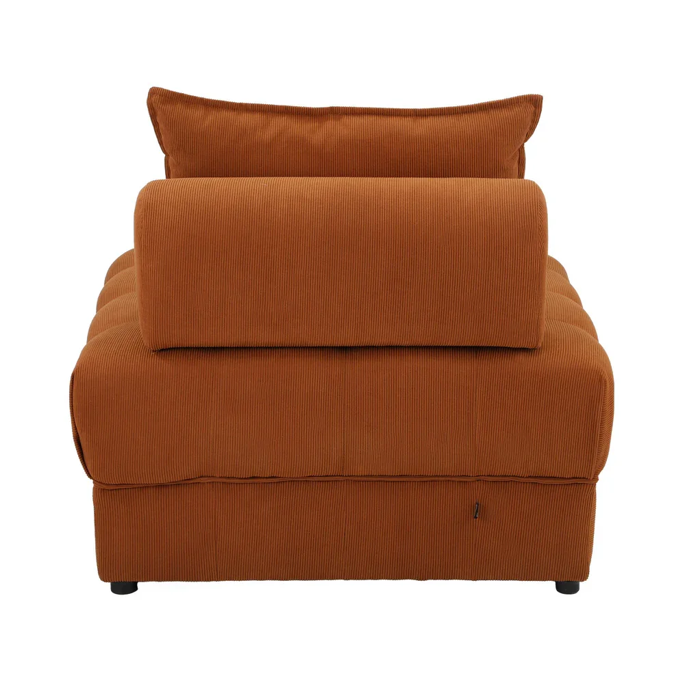2 Seater Velvet Modular Sofa Lounge Chair with Backrest Brown - Image 2