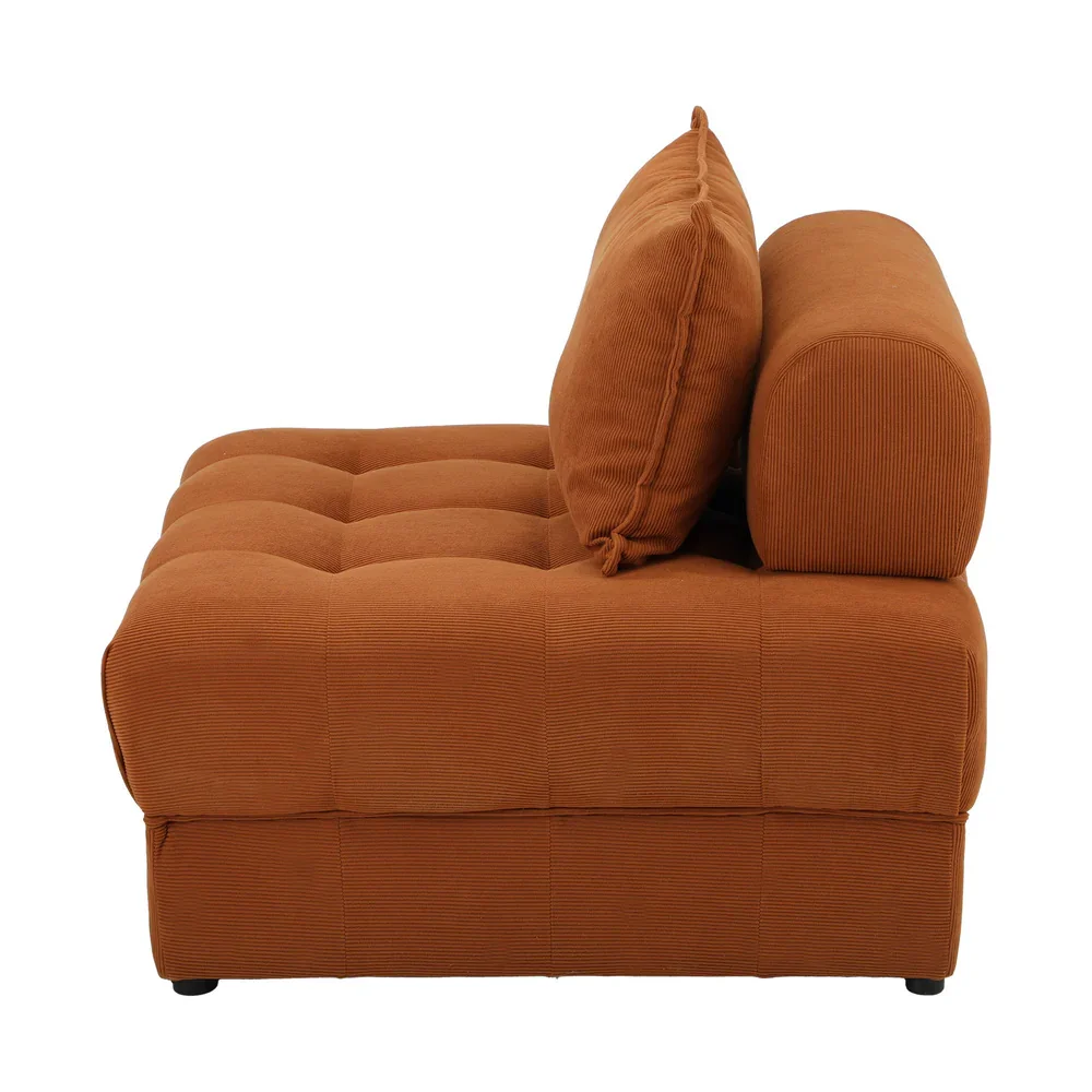 4 Seater Velvet Modular Sofa Lounge Chair with Backrest Brown - Image 3