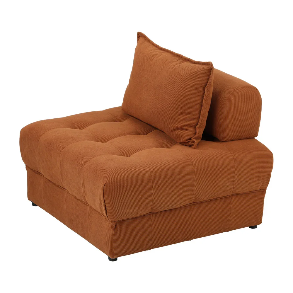 4 Seater Velvet Modular Sofa Lounge Chair with Backrest Brown - Image 5