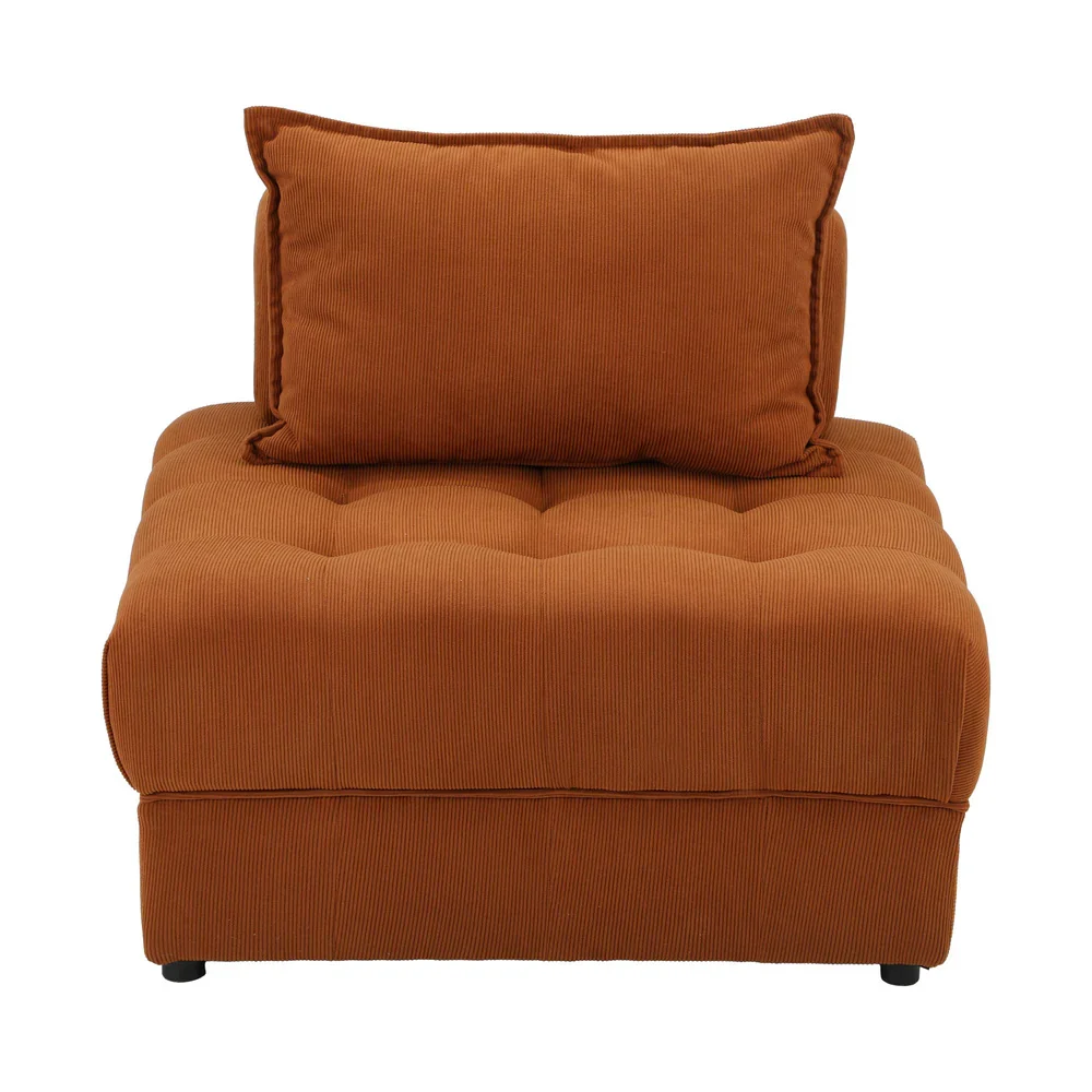 4 Seater Velvet Modular Sofa Lounge Chair with Backrest Brown - Image 9