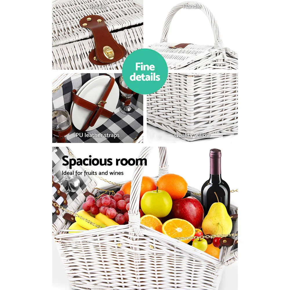 2 Person Picnic Basket Set Insulated Blanket Bag - Image 4