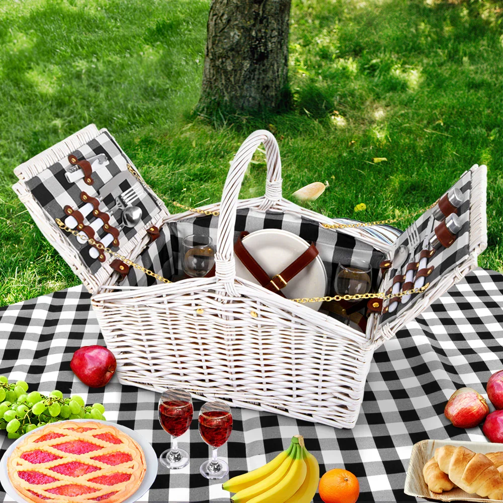 2 Person Picnic Basket Set Insulated Blanket Bag - Image 7