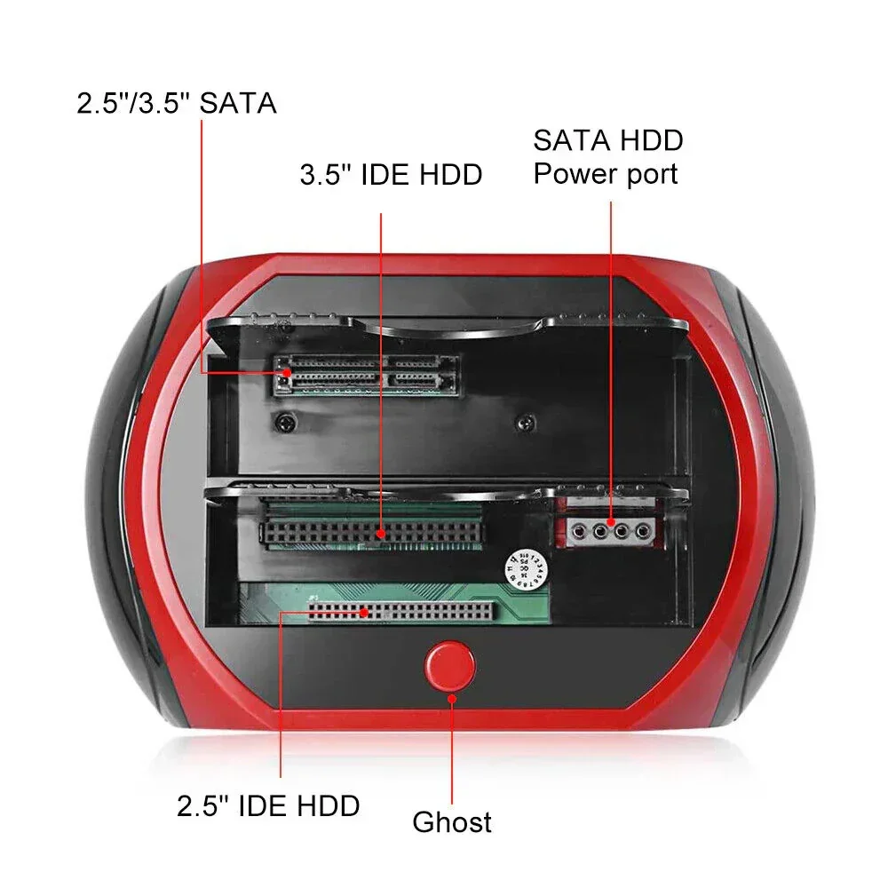 All In One Docking Station USB Dual-Bay Hard Drive 2.5" 3.5" IDE SATA SSD Card Reader - Image 3