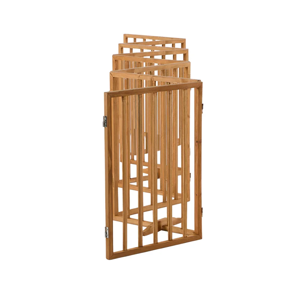 Wooden Pet Gate Dog Fence Stair Barrier 8 Panels Natural - Image 6