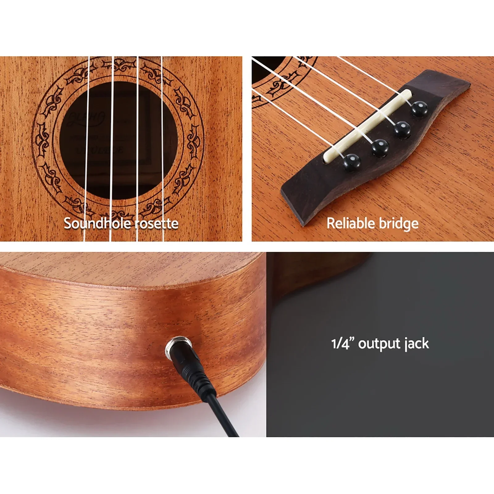 26" Ukulele Equaliser Natural Mahogany Tenor Beginner Gift w/ Bag - Image 7