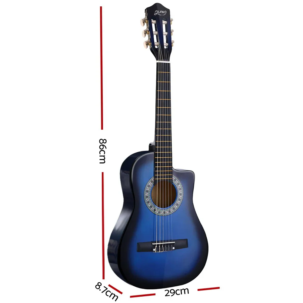 34 Inch Classical Guitar Wooden Body Nylon String Beginner Kids Gift Blue - Image 2