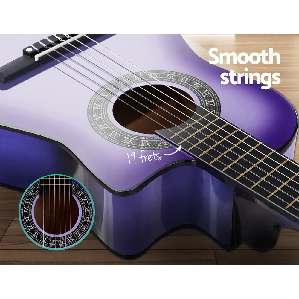 34 Inch Classical Guitar Wooden Body Nylon String Beginner Kids Gift Purple - Image 4
