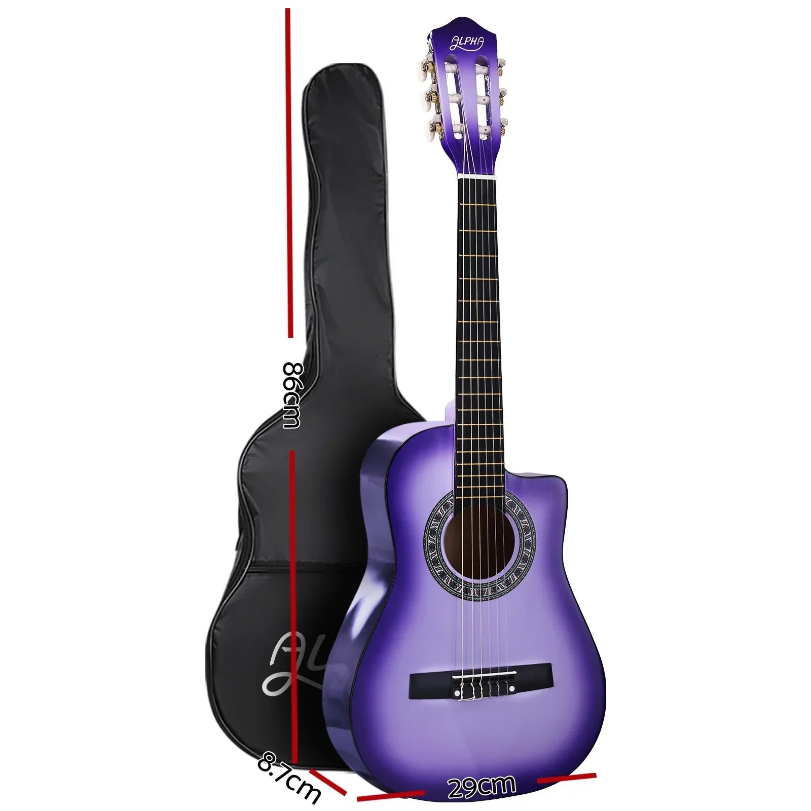 34 Inch Classical Guitar Wooden Body Nylon String w/ Stand Beignner Purple - Image 2