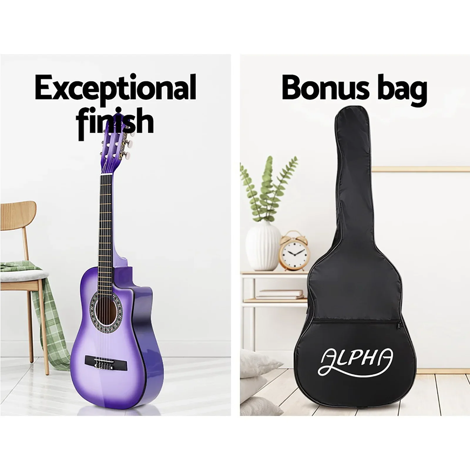 34 Inch Classical Guitar Wooden Body Nylon String w/ Stand Beignner Purple - Image 5