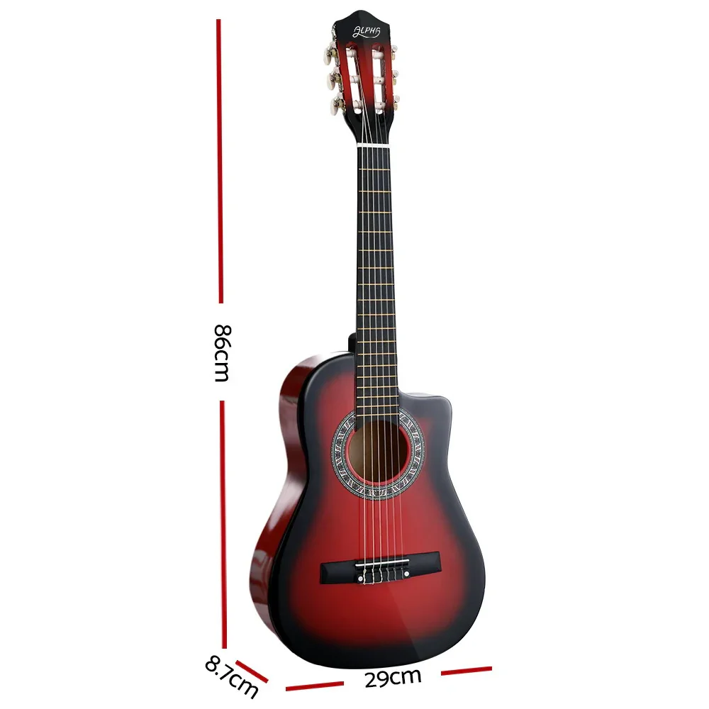 34 Inch Classical Guitar Wooden Body Nylon String Beginner Kids Gift Red - Image 2