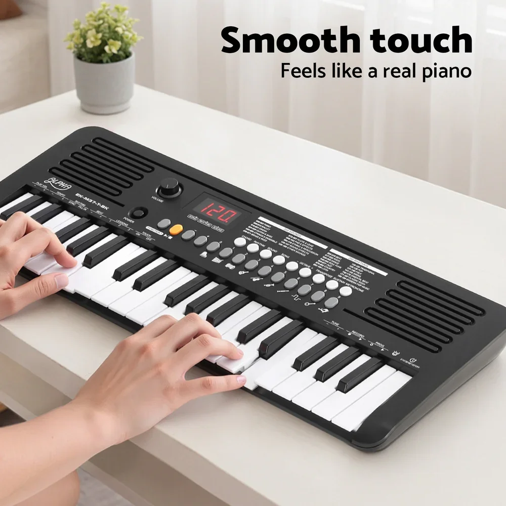 37-Key Digital Piano Keyboard Electric Black - Image 3