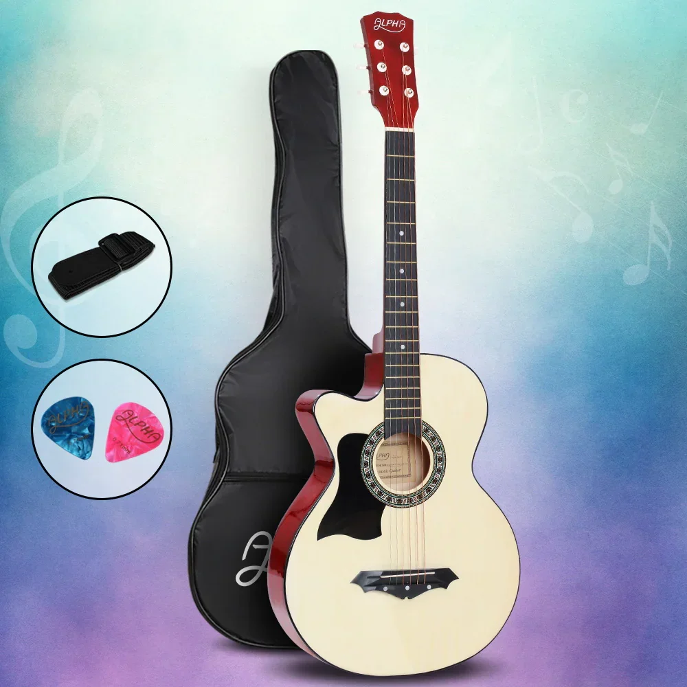 38 Inch Acoustic Guitar Wooden Body Steel String Full Size Left Handed - Image 7