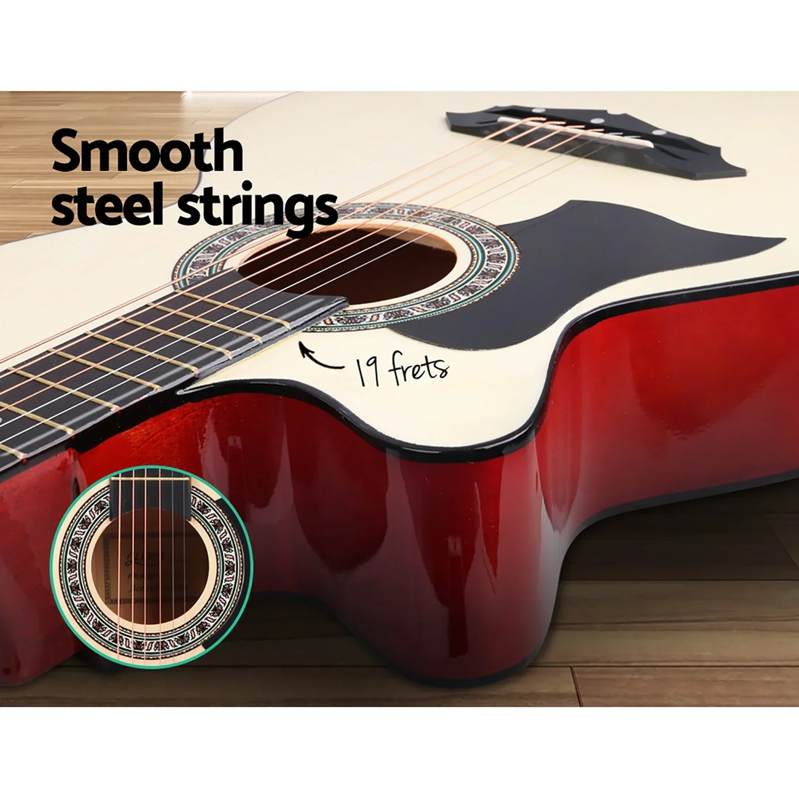 38 Inch Acoustic Guitar Wooden Body Steel String w/ Stand Left Handed - Image 6
