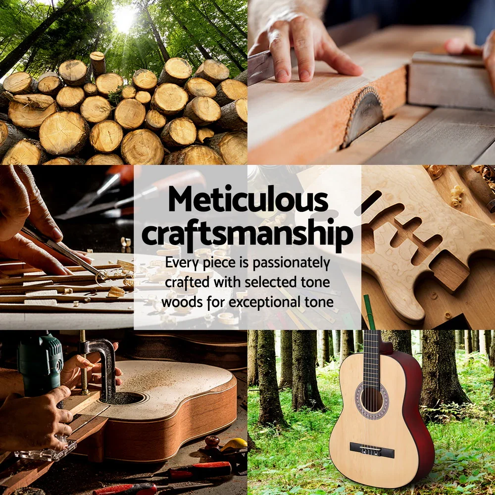 39 Inch Classical Guitar Wooden Body Nylon String Beginner Gift Natural - Image 5