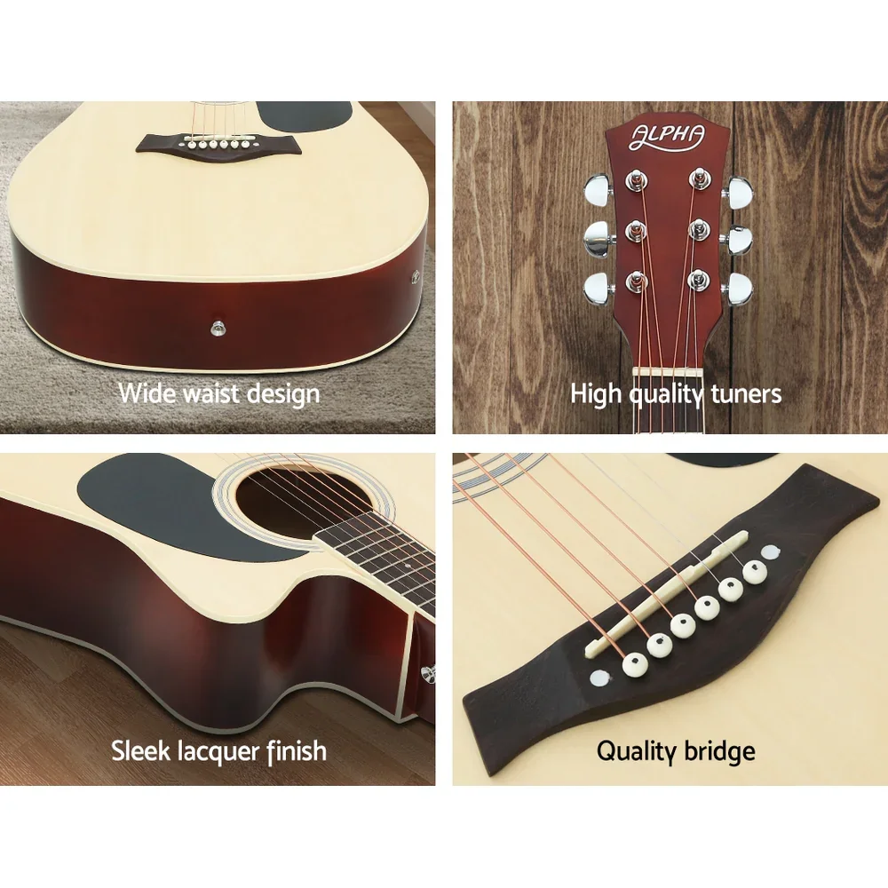 41 Inch Acoustic Guitar Equaliser Electric Output Jack Cutaway Wood - Image 6