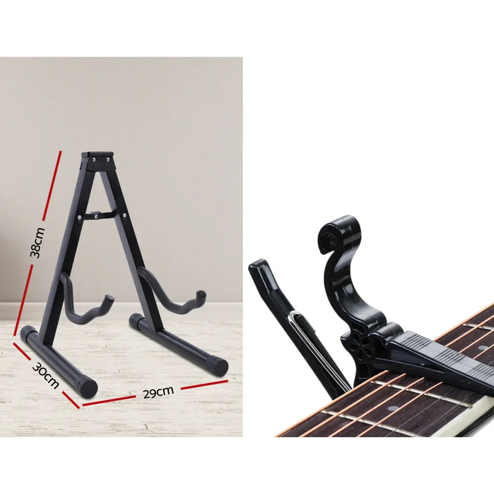 41 Inch Acoustic Guitar Equaliser Electric Output Cutaway w/ Stand Black - Image 3