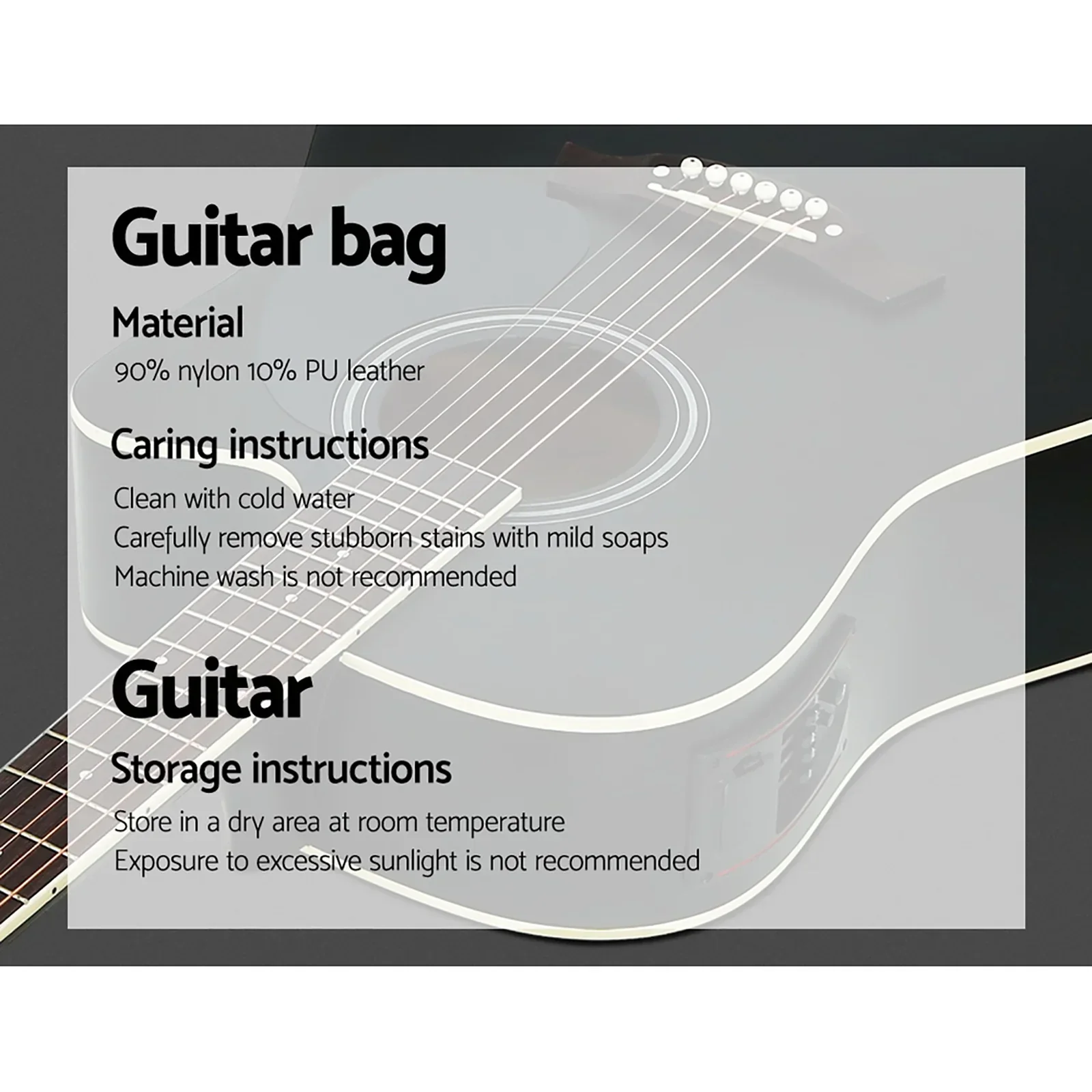 41 Inch Acoustic Guitar Equaliser Electric Output Cutaway w/ Stand Black - Image 7