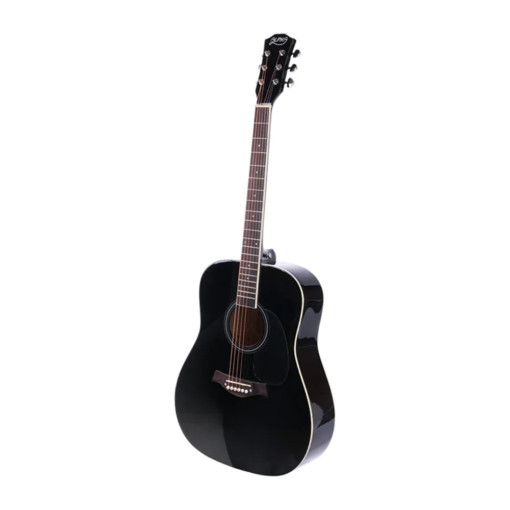 41 Inch Acoustic Guitar Wooden Body Steel String Dreadnought Stand Black - Image 7