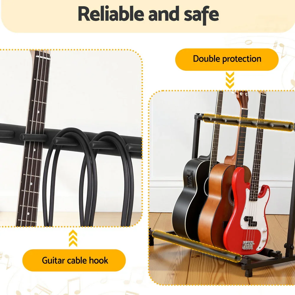 5 Space Folding Guitar Stand Rack Holder Display - Image 4
