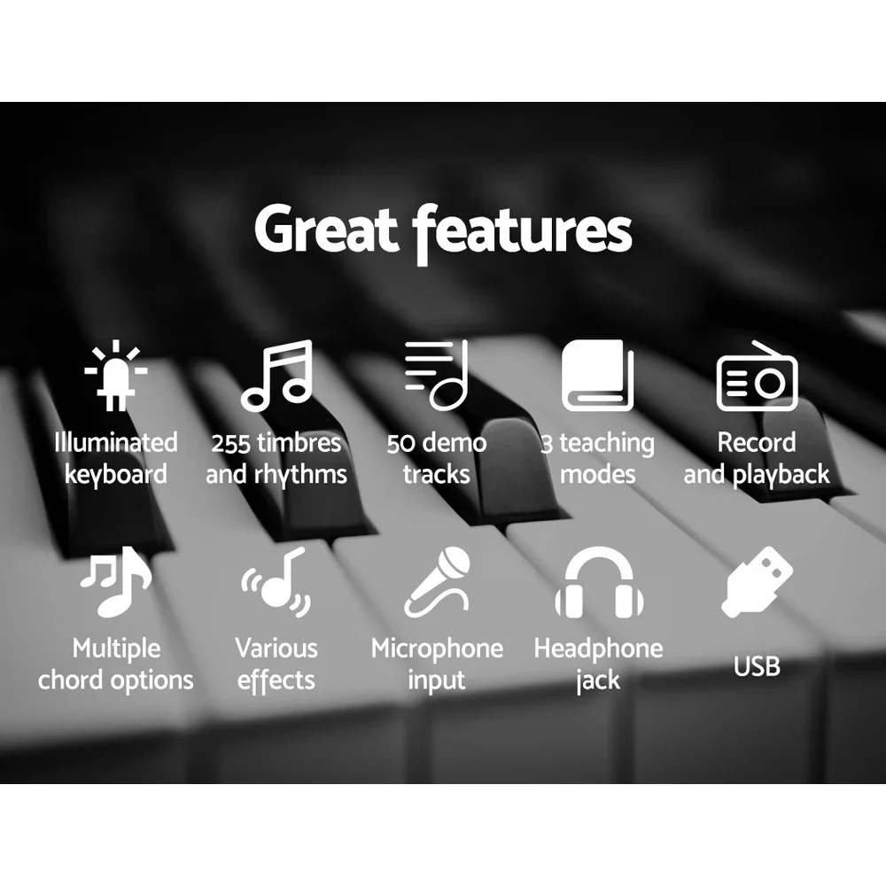 61 Keys Electronic Piano Keyboard Digital Electric w/ Stand Stool Lighted - Image 5