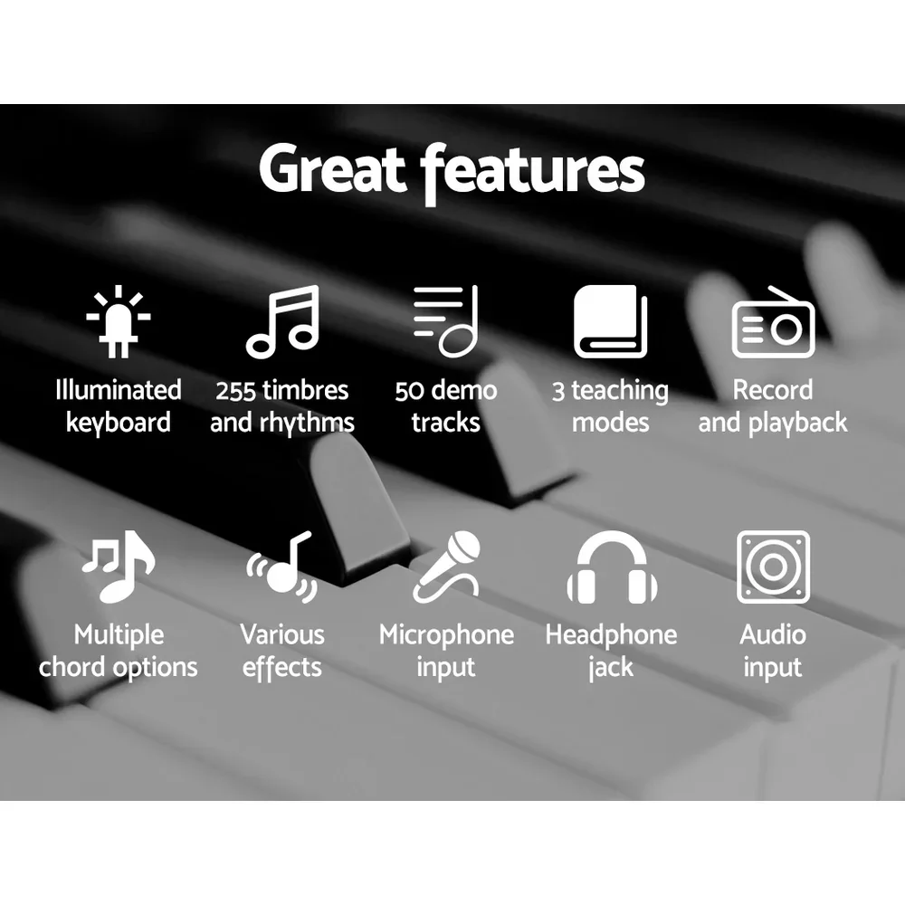 61 Keys Electronic Piano Keyboard Digital Electric w/ Stand Stool Pink - Image 5