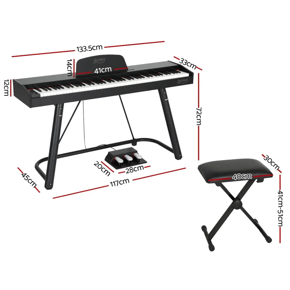88 Keys Electronic Piano Keyboard Digital Electric w/ Stand Stool Weighted - Image 2