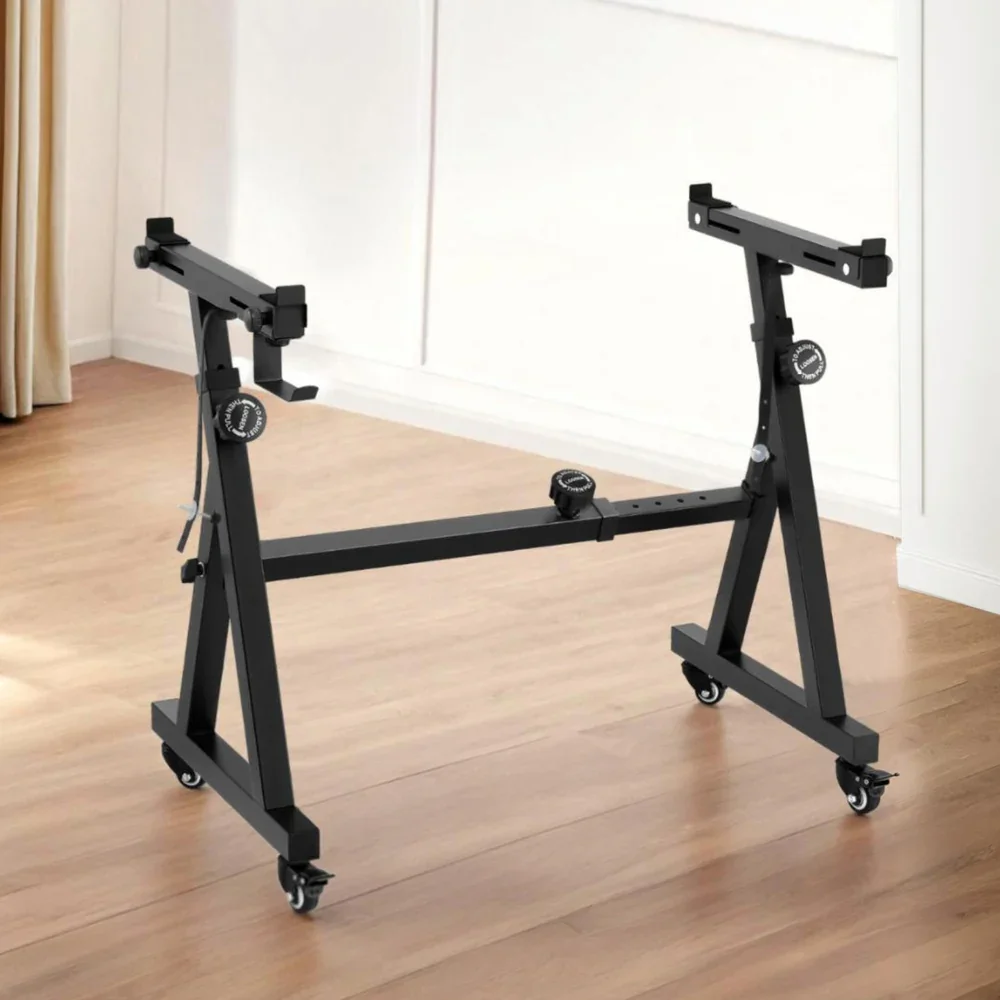 Heavy Duty Adjustable Piano Stand with Lockable Wheels Z-Stand Black - Image 7