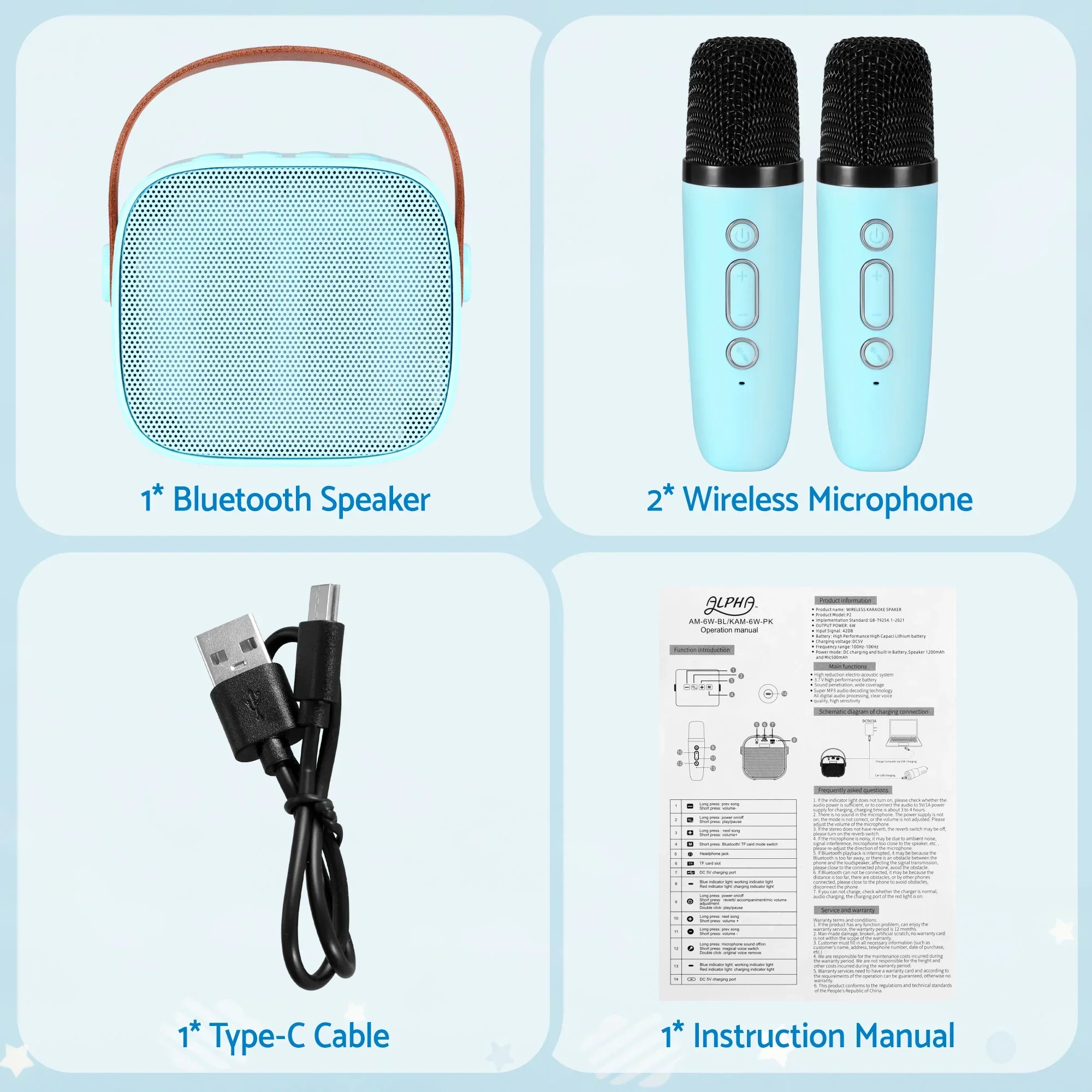 Mini Portable Karaoke Machine for Adults Kids with 2 Wireless Microphones - Image 10