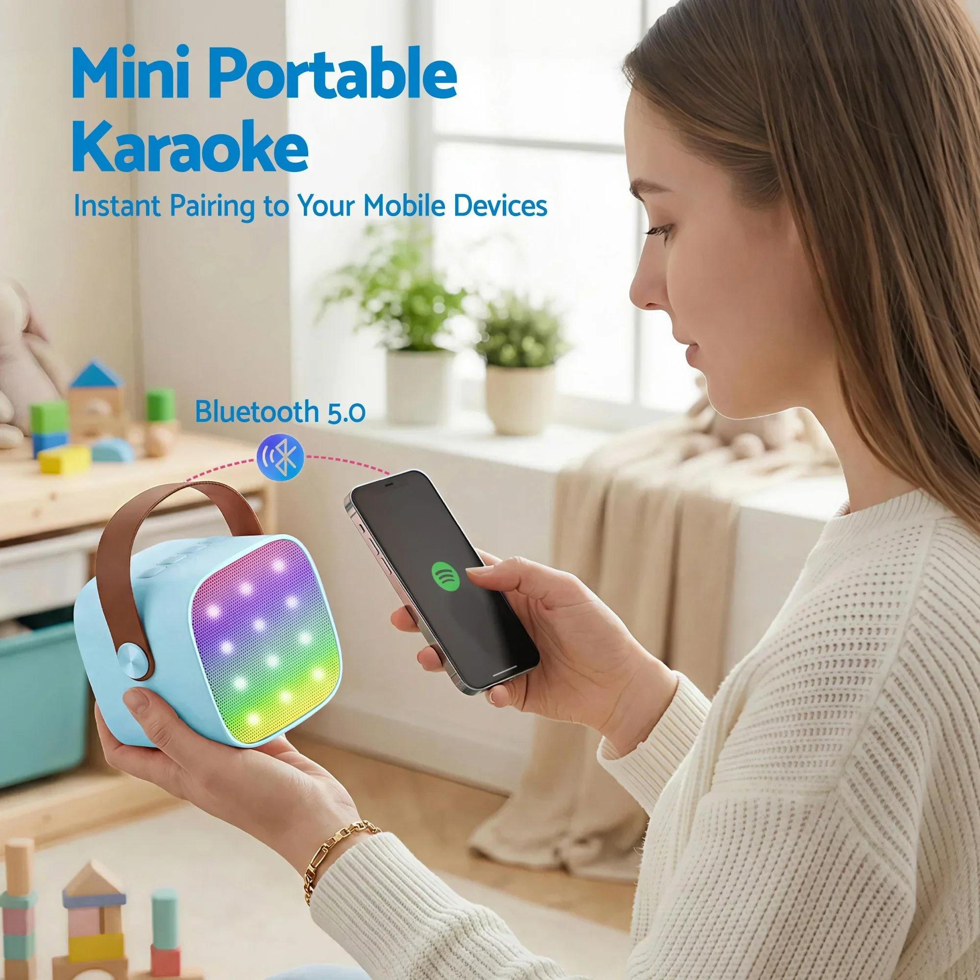 Mini Portable Karaoke Machine for Adults Kids with 2 Wireless Microphones - Image 4