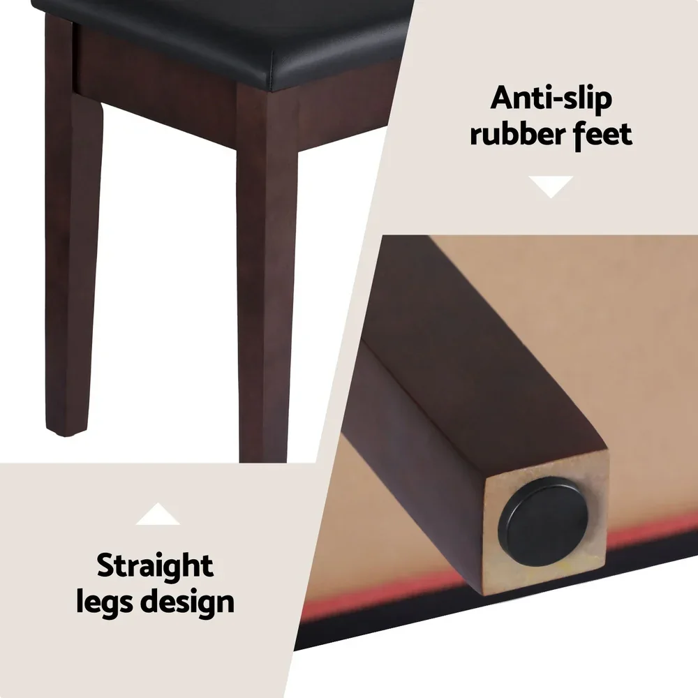 Piano Bench Stool with Storage Wooden PU Leather - Image 6