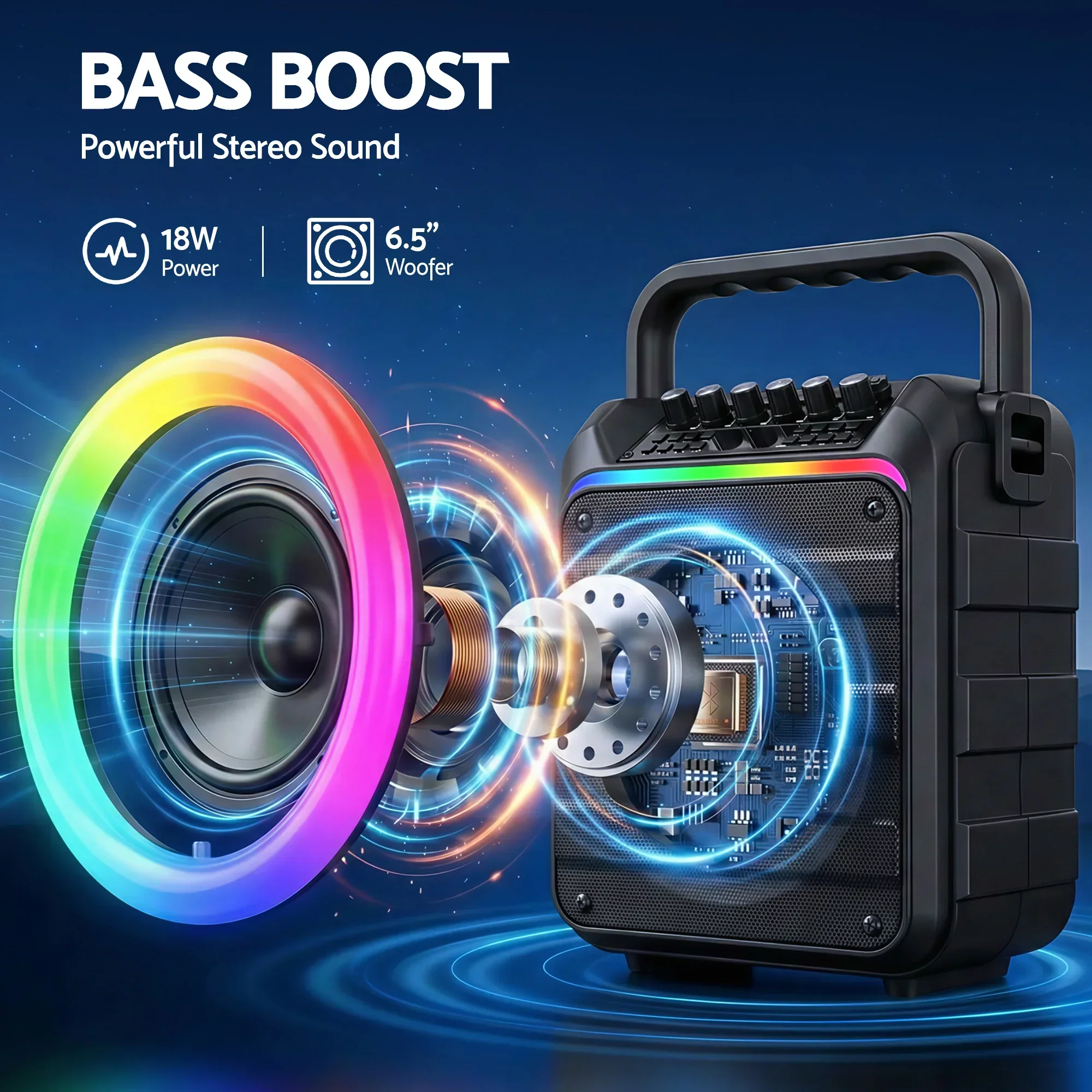 Portable Karaoke Machine with 2 Wireless Microphones Bluetooth 5.3 - Image 4
