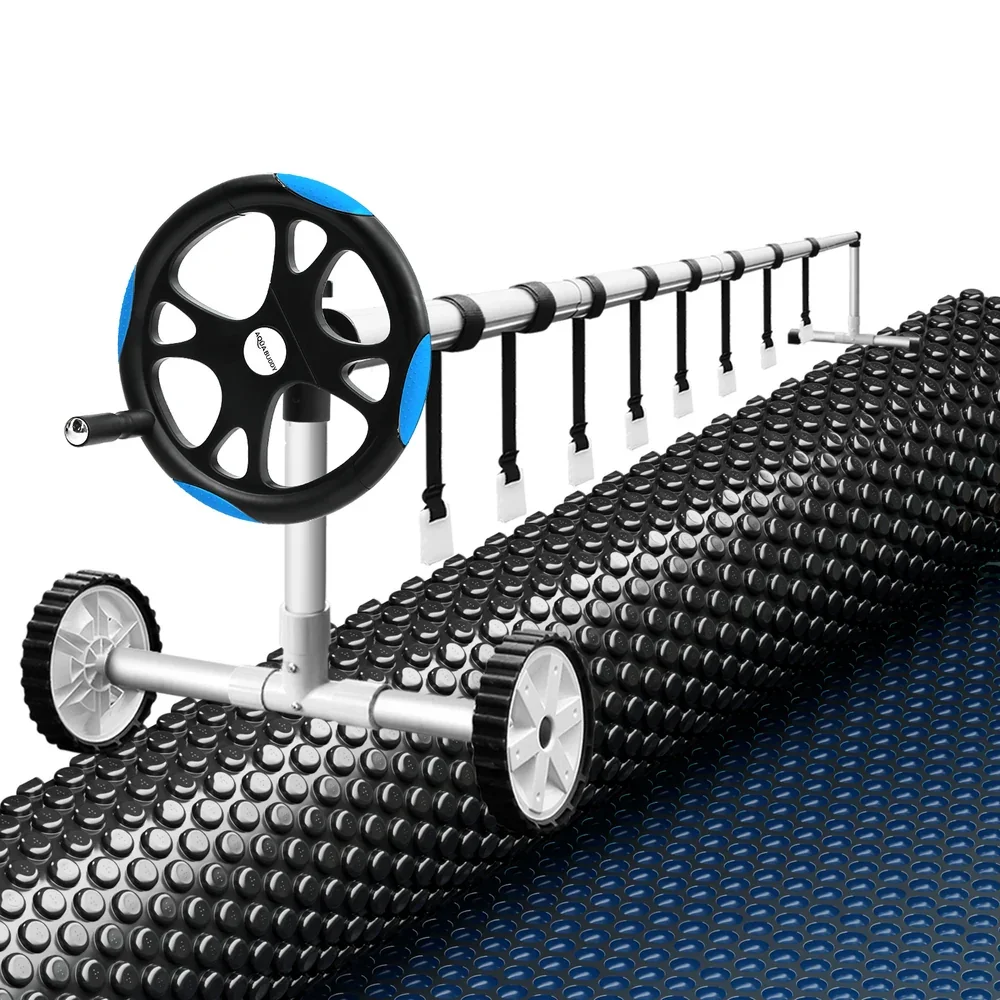 Pool Cover 600 Micron 10x4m w/ Roller 5.55m Black Solar Blanket