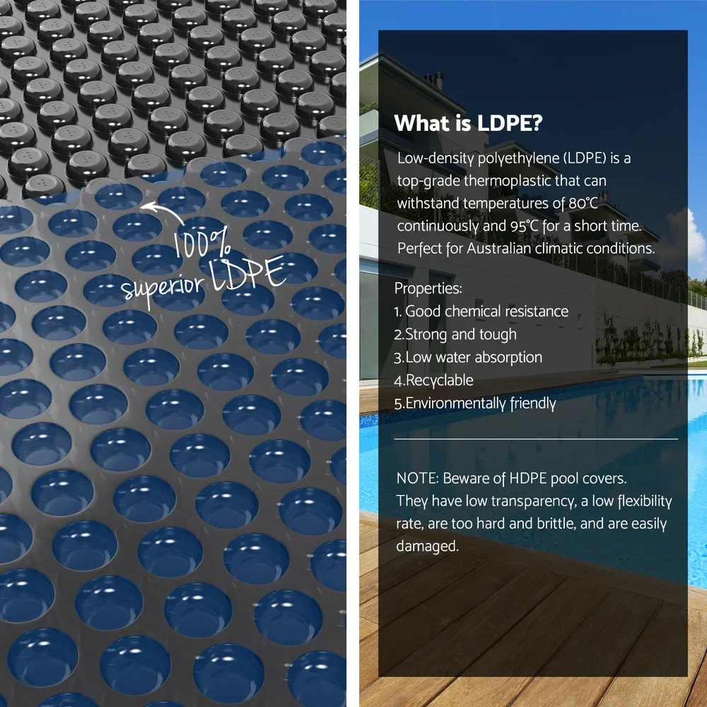 Pool Cover 600 Micron 10x4m w/ Roller 5.55m Black Solar Blanket - Image 6