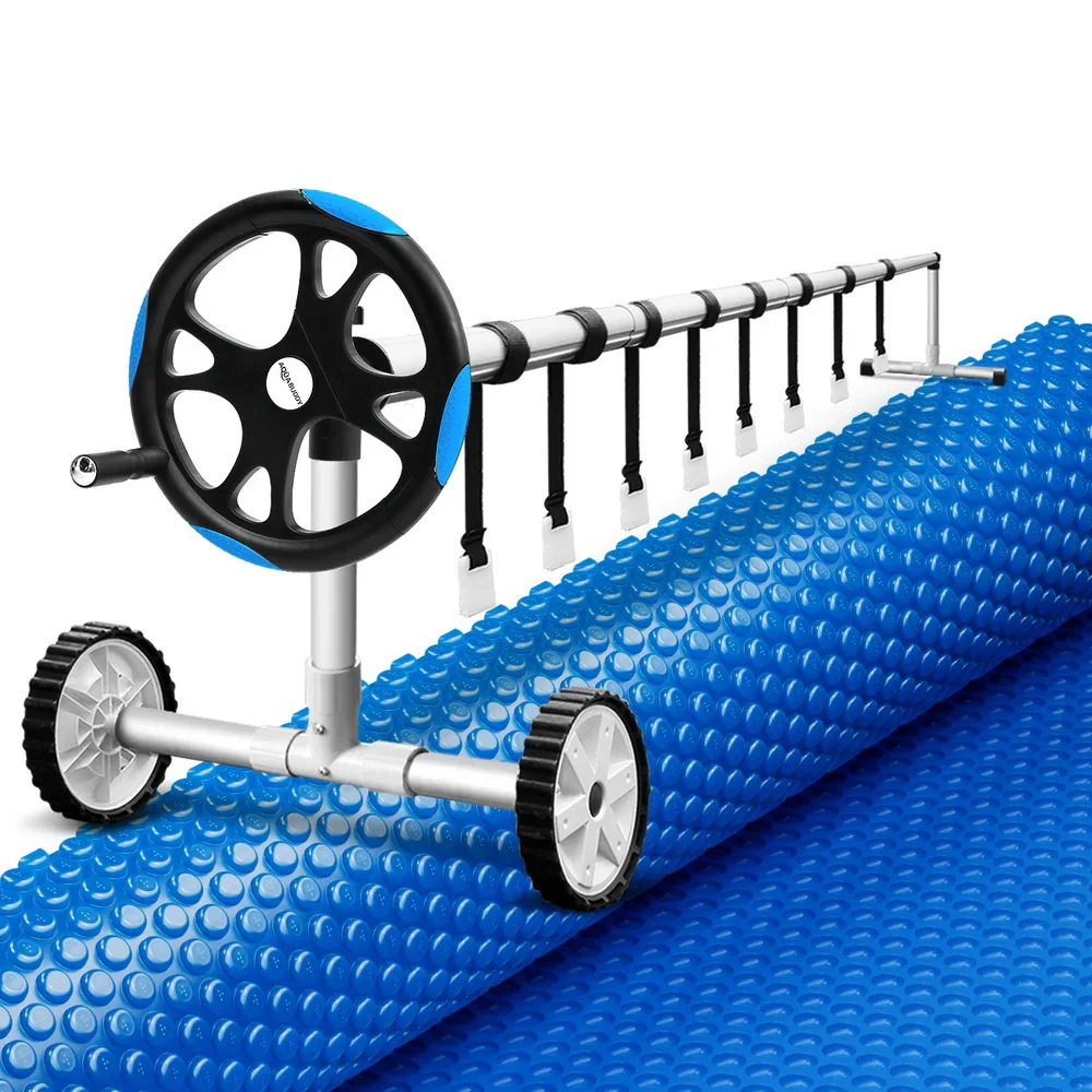 Pool Cover 600 Micron Solar Heat 9.5x5m Blanket w/ 5.55m Roller Blue - Image 6