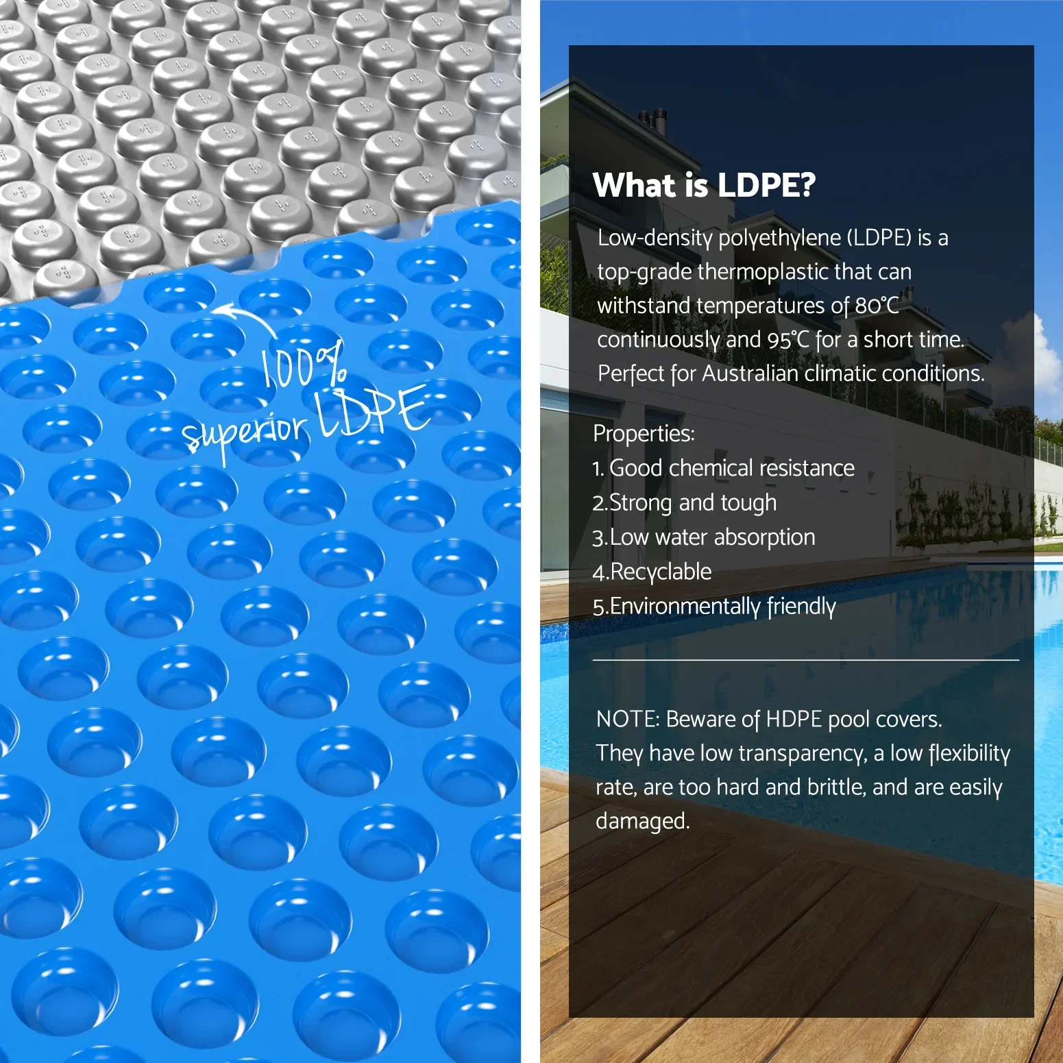 Pool Cover 600 Micron Solar Heat Blanket 8x4.2m w/ 5.55m Roller Blue - Image 4