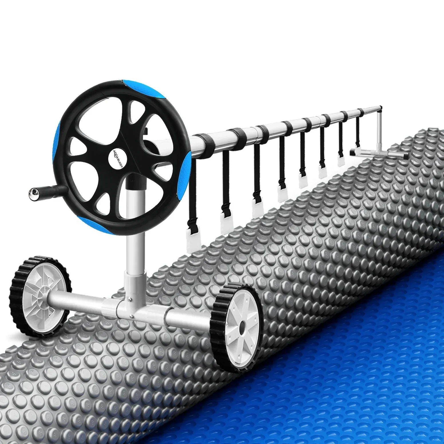 Pool Cover 600 Micron Solar Heat Blanket 8x4.2m w/ 5.55m Roller Blue - Image 6