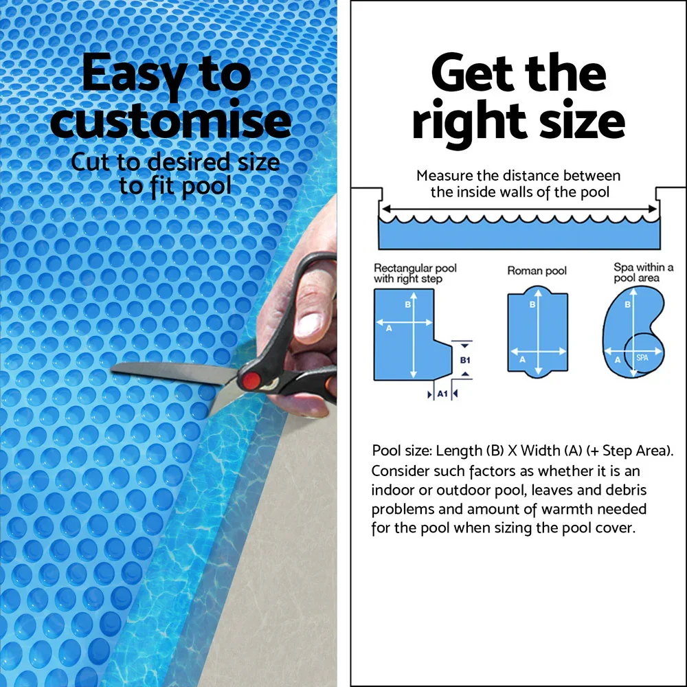 Pool Cover 600 Micron 11x6.2m Swimming Pool Solar Blanket Blue Silver - Image 4