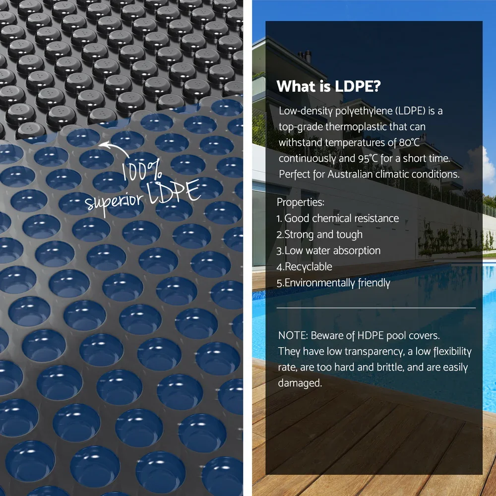 Pool Cover 600 Micron 9.5x5m w/ Blue Roller 5.55m Black Solar Blanket - Image 6