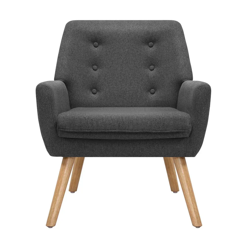 Armchair Linen Fabric Anne Charcoal - Image 3