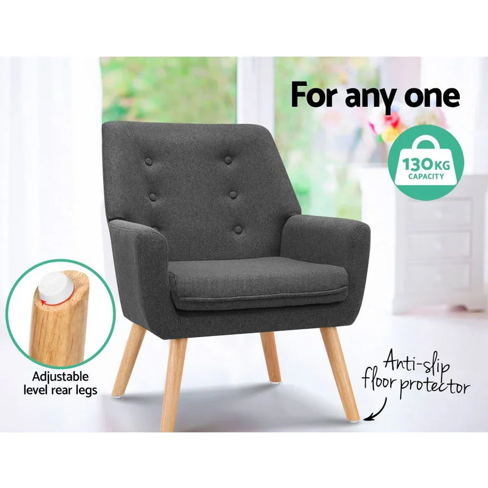 Armchair Linen Fabric Anne Charcoal - Image 6
