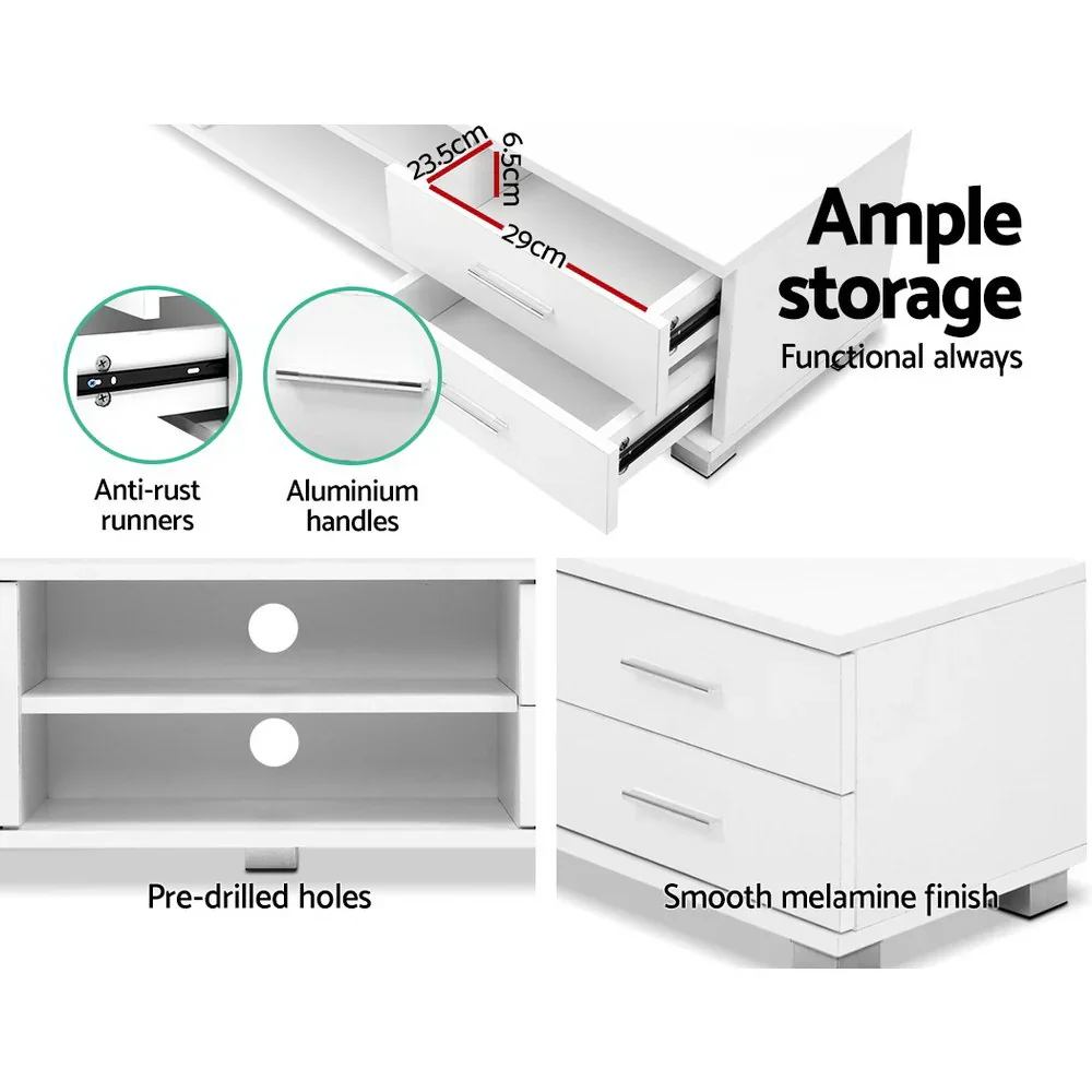 Entertainment Unit TV Cabinet 120cm White Dylan - Image 8