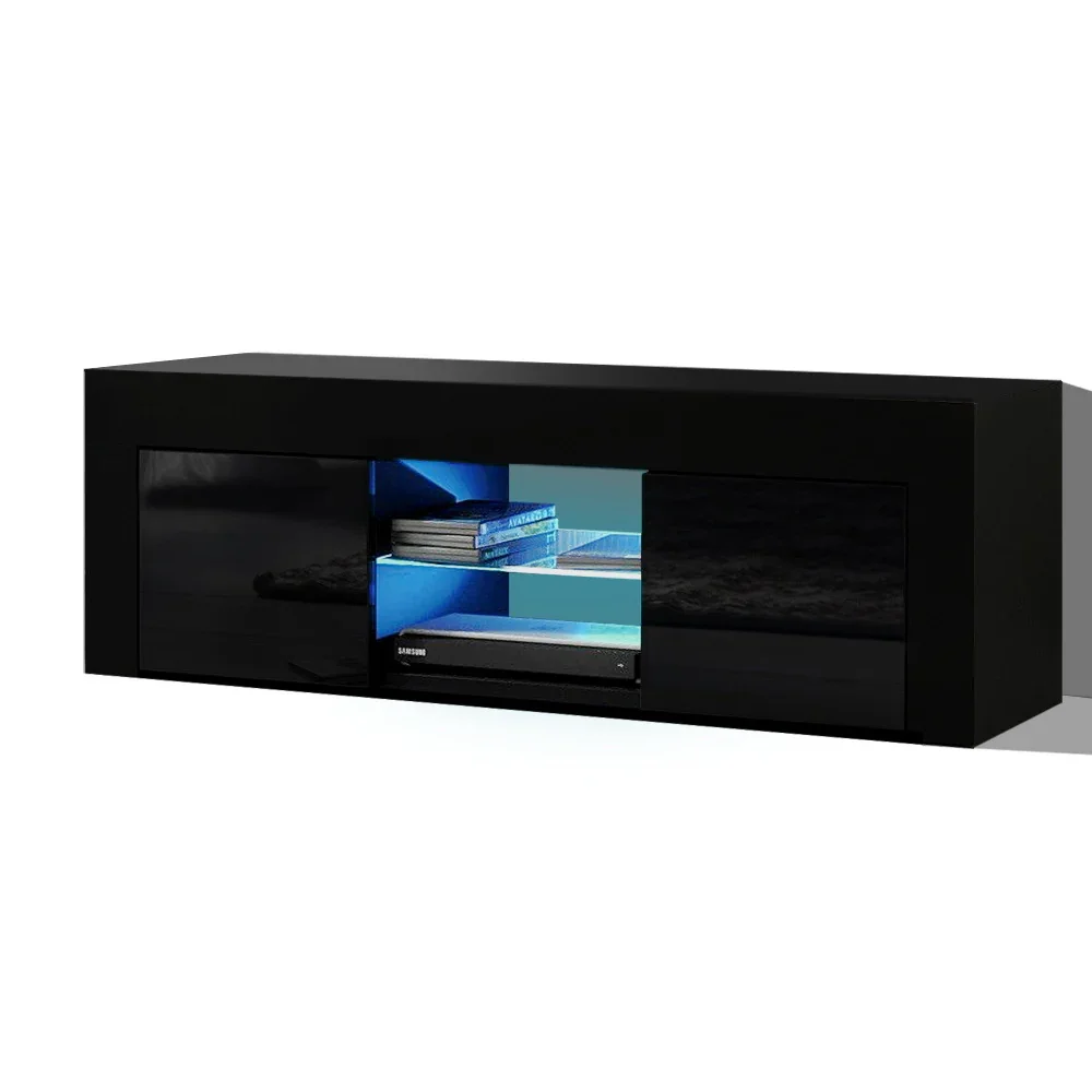 Entertainment Unit TV Cabinet LED 130cm Black Angus - Image 3